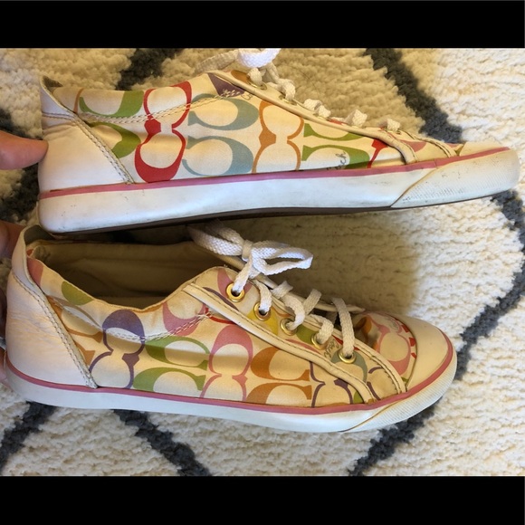 Coach Shoes Auth Coach Signature Tennis Shoes Sneaker Rainbow